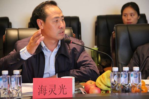 海南省內(nèi)蒙古商會會長、內(nèi)蒙古農(nóng)牧業(yè)產(chǎn)業(yè)化龍頭企業(yè)協(xié)會海南辦事處主任海靈光介紹對接情況.JPG